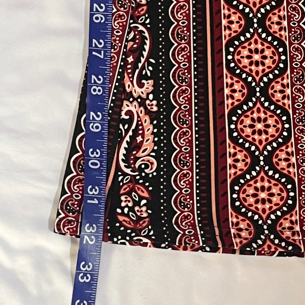 No Boundaries Womens XXL Burgundy Paisley Boho Flare Leg Pant High Rise Festival - Picture 5 of 9
